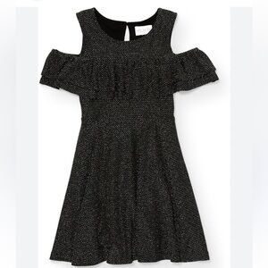 The Children’s Place Black Metallic Sleeveless Dress with Ruffle size S (5/6)